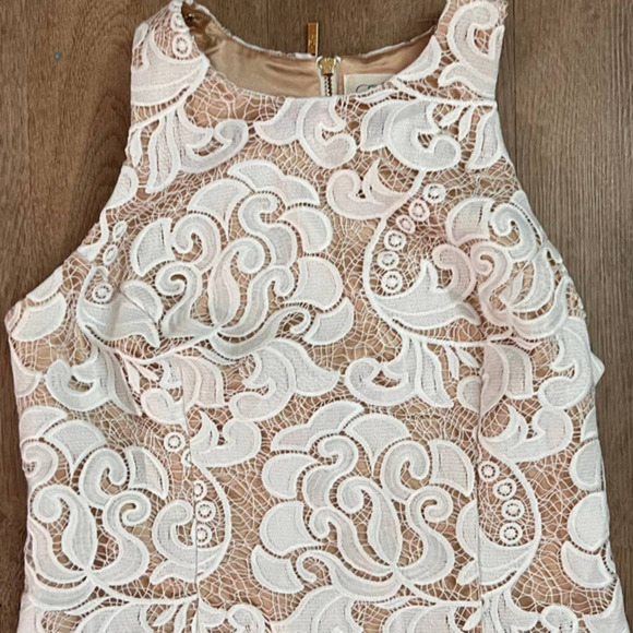 Eliza J Size 2 Sleeveless Copper Dress With White Lace Overlay - Picture 2 of 12